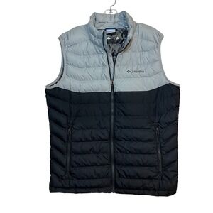 Columbia Vest Omni-Heat Puffer Quilted Full Zip Gray Black Mens Large